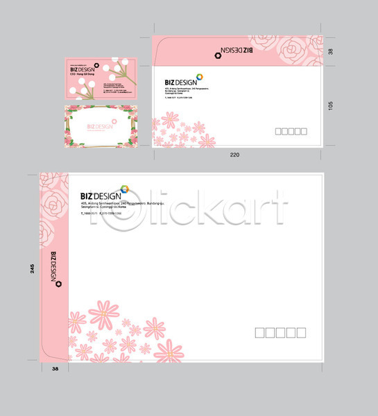 사람없음 AI(파일형식) 명함템플릿 봉투템플릿 템플릿 꽃 꽃무늬 명함 봉투디자인 분홍색 비즈디자인 서류봉투 세트 우편봉투 패키지 편지봉투