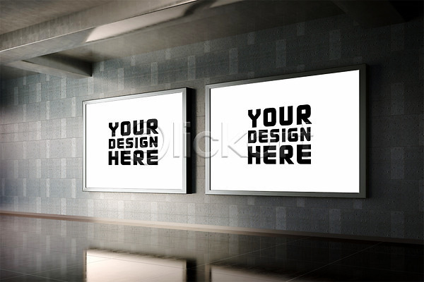 사람없음 3D PSD 디지털합성 편집이미지 간판 광고판 그래픽 디자인소스 디지털아트 목업 벽 실내 지하도 편집 합성