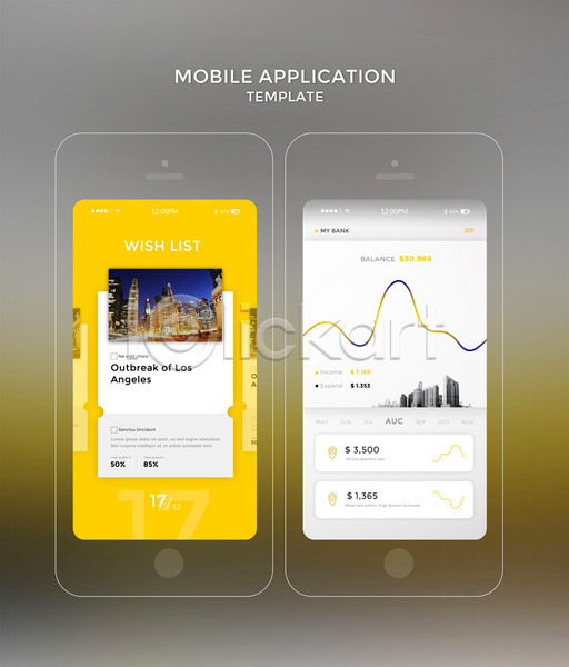 사람없음 PSD 모바일템플릿 웹템플릿 템플릿 그래프 노란색 도시 디자인시안 모바일 모바일앱 비즈니스 빌딩 스마트폰 야경 어플리케이션 홈페이지