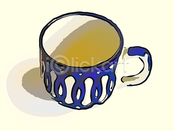 사람없음 JPG 일러스트 포토 해외이미지 가정 고립 머그컵 심플 아침식사 음료 주방 중국 캔 커피 컵 파란색 해외202004 흰색