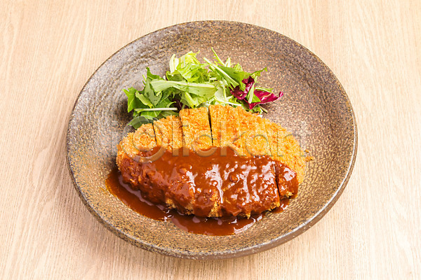 사람없음 JPG 포토 돈가스 샐러드 소스(음식) 음식 일본음식 접시 채소