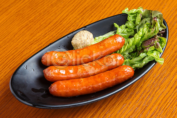 사람없음 JPG 포토 상추 소스(음식) 소시지 실내 음식 일본음식 접시