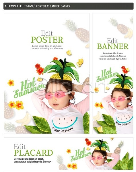 소녀(어린이) 소녀만 어린이 여자 한국인 한명 PSD ZIP 배너템플릿 가로배너 꽃 나뭇잎 물안경 바나나 바캉스 배너 상반신 세로배너 세트 여름(계절) 여름휴가 파인애플 포스터 현수막