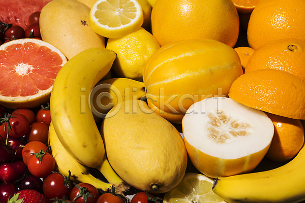 사람없음 JPG 포토 과일 단면 레몬 바나나 방울토마토 백그라운드 수박 스튜디오촬영 실내 여름음식 오렌지 자몽 제철 제철과일 제철음식 참외