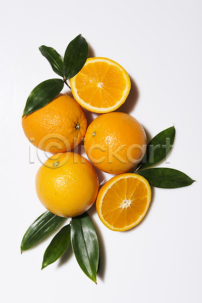 사람없음 JPG 포토 과일 나뭇잎 단면 백그라운드 스튜디오촬영 실내 여러개 오렌지