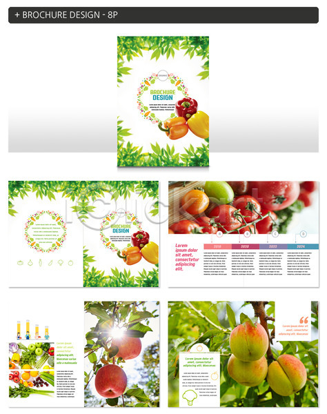 신선 사람없음 INDD ZIP 인디자인 템플릿 과일나무 나뭇잎 농작물 방울토마토 복사나무 복숭아 빛 사과 사과나무 유기농 토마토 파프리카 팜플렛