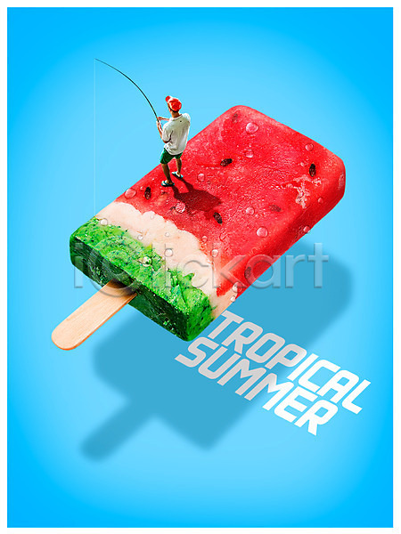 시원함 남자 남자한명만 한명 PSD 뒷모습 편집이미지 낚시 막대아이스크림 바캉스 수박 아이스크림 여름(계절) 여름음식 여름휴가 전신 제철과일 제철음식 포스터