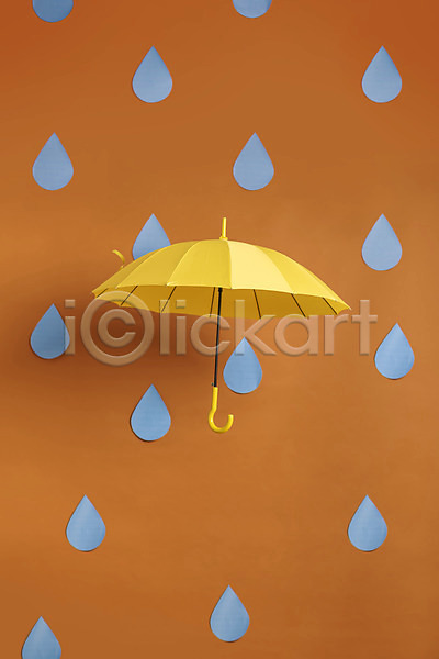 사람없음 JPG 포토 노란색 비(날씨) 빗방울 스튜디오촬영 실내 여름(계절) 우산 장마