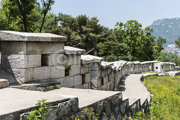 사람없음 JPG 포토 길 꽃 나무 돌담 성 성곽길 야외 인왕산 자연 전통 주간 트래킹 풍경(경치) 한국 한국건축 한양도성