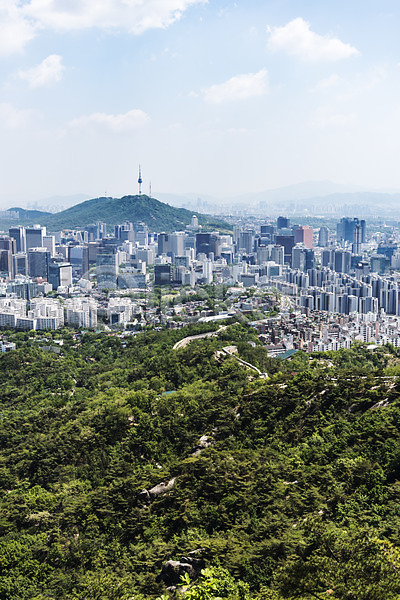 사람없음 JPG 포토 건물 나무 남산타워 빌딩 빌딩숲 야외 인왕산 주간 풍경(경치) 한국 한양도성