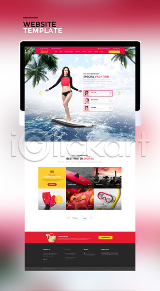 20대 성인 성인여자한명만 여자 한국인 한명 PSD 사이트템플릿 웹템플릿 템플릿 바다 바캉스 서핑 서핑보드 여름휴가 오리발 태블릿 홈페이지 홈페이지시안