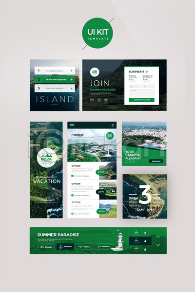 사람없음 PSD 웹템플릿 템플릿 UI UI키트 관광지 디자인시안 바캉스 섬 여름휴가 여행 제주도 초록색 한국 홈페이지