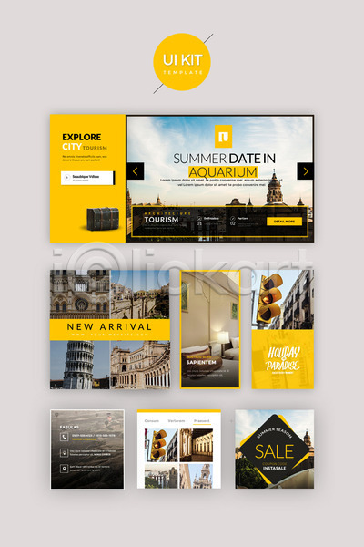 사람없음 PSD 웹템플릿 템플릿 UI UI키트 건물 노란색 디자인시안 바캉스 세일 신호등 여름휴가 여행 해외여행 홈페이지