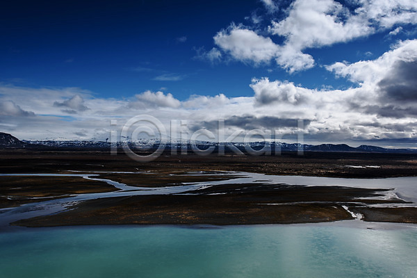 사람없음 JPG 포토 강 구름(자연) 아이슬란드 야외 유럽 유럽풍경 자연 주간 초원(자연) 풍경(경치) 하늘 해외풍경