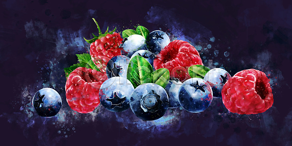 사람없음 JPG 포토 해외이미지 디저트 딸기 블루베리 산딸기 수채화(물감) 클립아트 페인트 해외202004