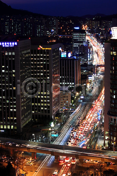 사람없음 JPG 포토 고가도로 도로 도시 도심 러시아워 빌딩 야간 야경 야외 자동차 풍경(경치) 한국