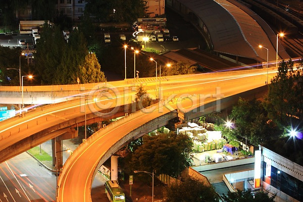 사람없음 JPG 포토 고가도로 나무 도시 빌딩 야간 야경 야외 자동차 풍경(경치) 한국