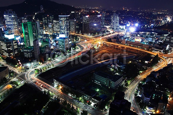 사람없음 JPG 포토 고가도로 도로 도시 도심 빌딩 야간 야경 야외 자동차 풍경(경치) 한국