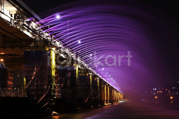 사람없음 JPG 포토 강 다리(건축물) 도시 반포대교 분수 야간 야경 야외 풍경(경치) 한강 한국