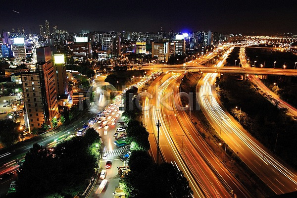 사람없음 JPG 포토 고가도로 도로 도시 도심 빌딩 야간 야경 야외 자동차 풍경(경치) 한국
