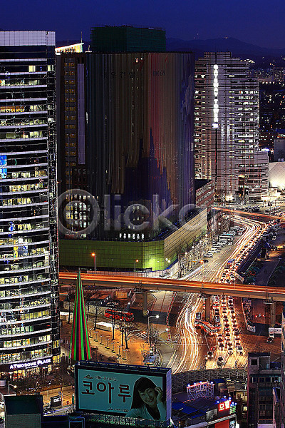 사람없음 JPG 포토 고가도로 도시 도심 빌딩 야간 야경 야외 자동차 전광판 풍경(경치) 한국