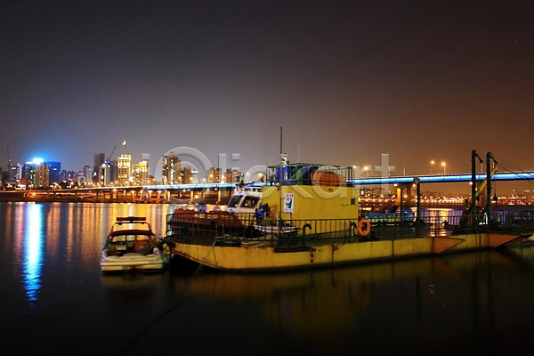 사람없음 JPG 포토 강 다리(건축물) 도시 보트 빌딩 야간 야경 야외 풍경(경치) 한강 한국