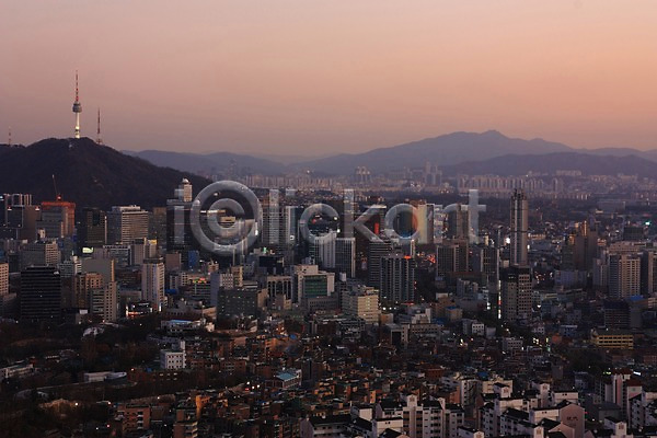 사람없음 JPG 포토 남산타워 노을 도시 도심 빌딩 산 야외 주간 풍경(경치) 하늘 한국