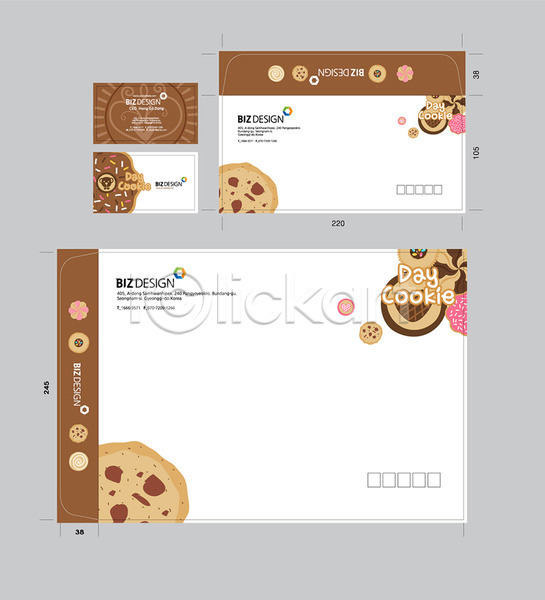 사람없음 AI(파일형식) 명함템플릿 봉투템플릿 템플릿 과자 도넛 명함 봉투디자인 비즈디자인 서류봉투 세트 우편봉투 쿠키 패키지 편지봉투