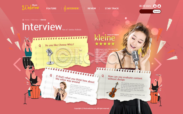 20대 성인 여자 한국인 PSD 사이트템플릿 웹템플릿 템플릿 가수 노래 마이크 바이올린 북 서브 시안 웹 웹소스 음악 홈페이지 홈페이지시안 회사홈페이지