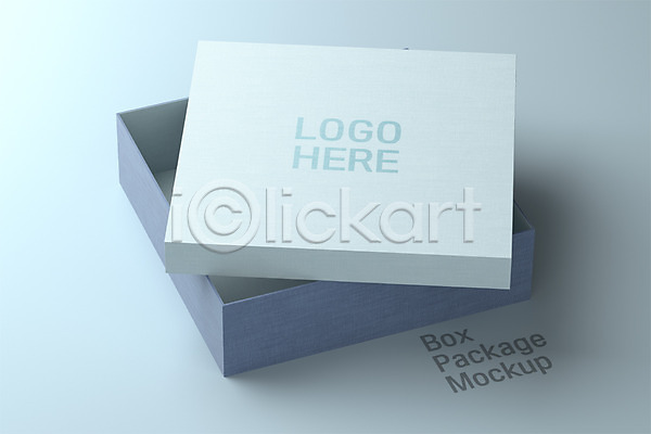 사람없음 3D PSD 디지털합성 편집이미지 뚜껑 목업 상자 상품 종이 패키지 편집 하늘색