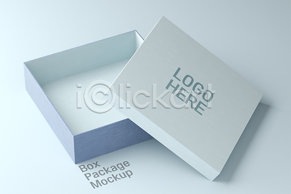 사람없음 3D PSD 디지털합성 편집이미지 뚜껑 목업 상자 상품 오픈 종이 패키지 편집 하늘색
