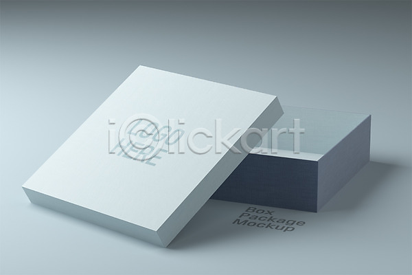 사람없음 3D PSD 디지털합성 편집이미지 뚜껑 목업 상자 상품 오픈 종이 패키지 편집 하늘색