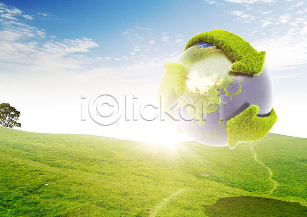사람없음 PSD 편집이미지 구름(자연) 그린캠페인 나무 자연 자연보호 잔디 재활용 지구 편집 하늘 햇빛 화살표