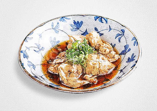 사람없음 PSD 일러스트 깐풍소스닭튀김 수채화(물감) 음식 일본음식 접시