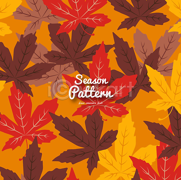 사람없음 AI(파일형식) 일러스트 가을(계절) 갈색 나뭇잎 낙엽 단풍 패턴