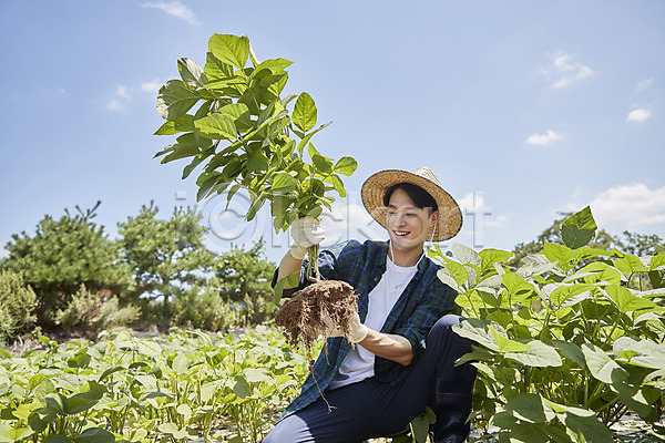 20대 남자 남자한명만 성인 성인남자한명만 한국인 한명 JPG 앞모습 포토 귀농 농부 농사 농업 농촌 들기 미소(표정) 밭 밭일 상반신 시골 앉기 야외 양주(한국) 주간 청년농부