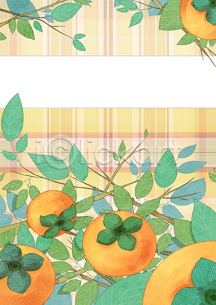 사람없음 PSD 일러스트 프레임일러스트 감 감나무 과일 나뭇가지 나뭇잎 체크무늬 프레임