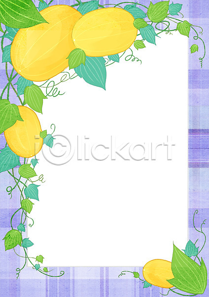 사람없음 PSD 일러스트 프레임일러스트 과일 과채 나뭇잎 참외 체크무늬 프레임