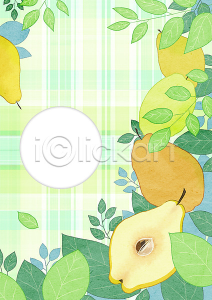사람없음 PSD 일러스트 프레임일러스트 과일 나뭇잎 모과 모과나무 체크무늬 프레임