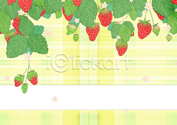 사람없음 PSD 일러스트 프레임일러스트 과일 나뭇잎 딸기 딸기꽃 체크무늬 프레임