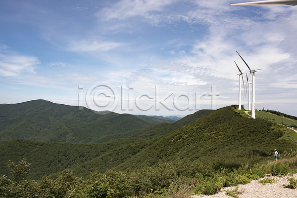 한명 JPG 포토 강원도 매봉산 산 태백 풍경(경치) 풍력에너지 하늘 한국