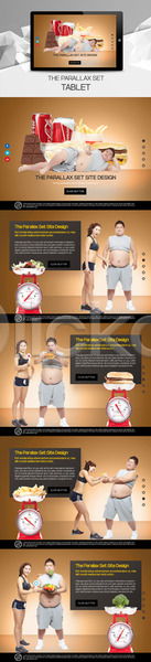 20대 남자 성인 성인만 여러명 여자 한국인 PSD 사이트템플릿 웹템플릿 템플릿 가을(계절) 건강 다이어트 반응형 비만 시차스크롤 저울 태블릿 트레이너 패럴렉스 패스트푸드 홈페이지 홈페이지시안