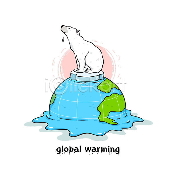 지구온난화 환경보전 환경오염 사람없음 AI(파일형식) 일러스트 녹음(녹이기) 북극곰 빙하 오염 자연보호 지구 해수면 해수면상승