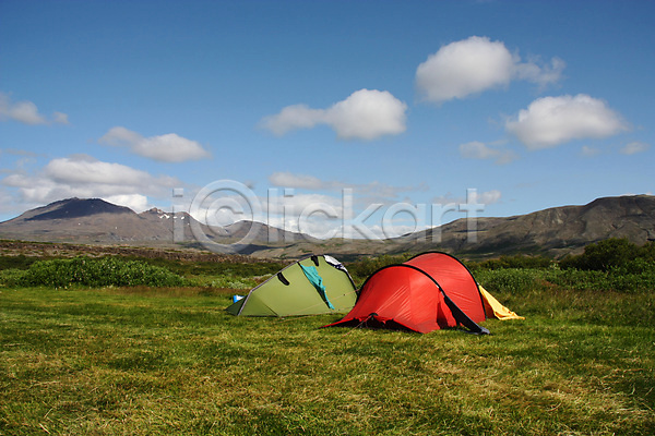 사람없음 JPG 포토 해외이미지 계곡 내추럴 산 아이슬란드 야외 여름(계절) 여행 자연 지역 초록색 캠핑 캠핑장 컬러풀 텐트 풍경(경치) 해외202004 휴가
