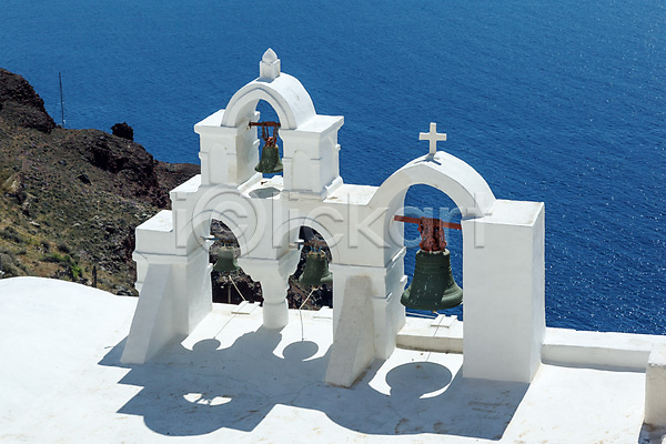 사람없음 JPG 포토 해외이미지 건물 교회 그리스 도시 산토리니 십자가 여름(계절) 유럽 파란색 해외202004 휴양지