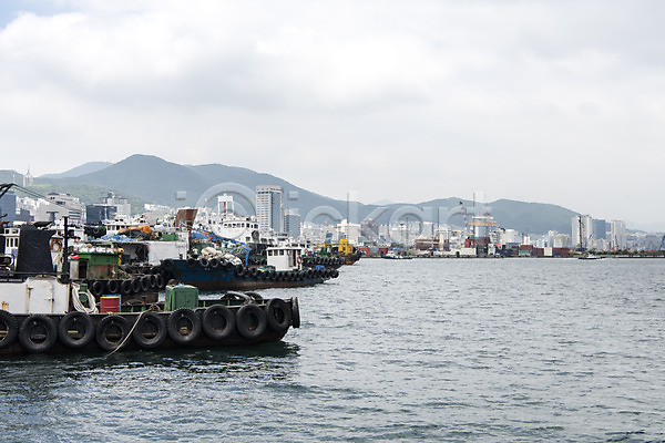 사람없음 JPG 포토 건물 바다 배(교통) 부산 부산항 산 야외 주간 풍경(경치) 한국 항구