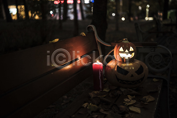사람없음 JPG 아웃포커스 포토 공포 나무 나뭇잎 벤치 빛 야간 야외 잭오랜턴 촛불 할로윈