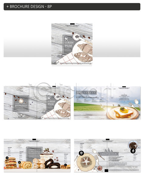 사람없음 INDD ZIP 인디자인 템플릿 다양 롤케이크 베이글 빵 크루아상 토스트 팜플렛 햄버거