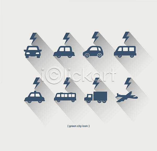 사람없음 AI(파일형식) 아이콘 그린에너지 버스 비행기 세트 에너지 자동차 자연보호 전기에너지 친환경 택시 트럭