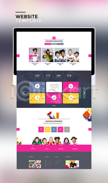 남자 서양인 어린이 어린이만 여러명 여자 외국인 한국인 흑인 PSD 사이트템플릿 웹템플릿 템플릿 교육 글로벌 다인종 분홍색 블록 어린이교육 태블릿 홈페이지 홈페이지시안